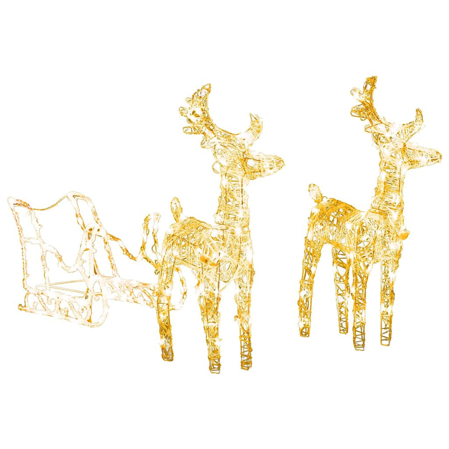 Reindeers & Sleigh Christmas Decoration 160 LEDs 130 cm Acrylic