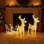 Reindeers & Sleigh Christmas Decoration 160 LEDs 130 cm Acrylic