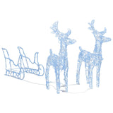 Reindeers & Sleigh Christmas Decoration 160 LEDs 130 cm Acrylic - Front View