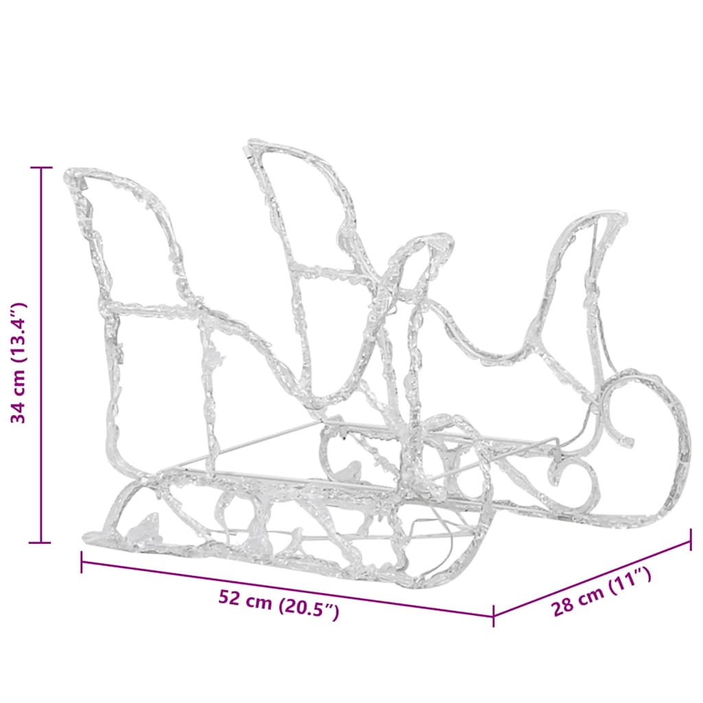 Reindeers & Sleigh Christmas Decoration 160 LEDs 130 cm Acrylic