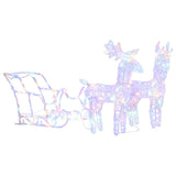 Reindeers & Sleigh Christmas Decoration 160 LEDs 130 cm Acrylic - Front View