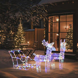 Reindeers & Sleigh Christmas Decoration 160 LEDs 130 cm Acrylic - Extra Image