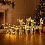 Reindeers & Sleigh Christmas Decoration 280x28x55 cm Acrylic