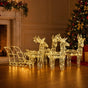 Reindeers & Sleigh Christmas Decoration 280x28x55 cm Acrylic