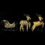 Reindeer & Sleigh Christmas Decoration 100 LEDs Outdoor Gold - Top-Down View