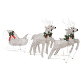 Reindeer & Sleigh Christmas Decoration 100 LEDs Outdoor Gold - 45-Degree Angle