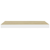 Floating Wall Shelf Oak and White 60x23.5x3.8 cm MDF