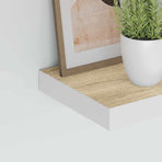 Floating Wall Shelf Oak and White 60x23.5x3.8 cm MDF