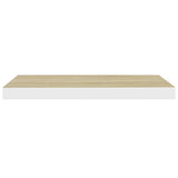 Floating Wall Shelf Oak and White 60x23.5x3.8 cm MDF - Top-Down View