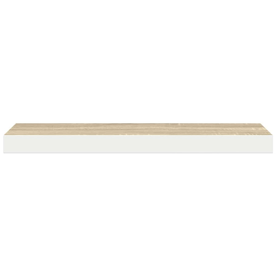 Floating Wall Shelf Oak and White 60x23.5x3.8 cm MDF