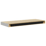 Floating Wall Shelf Oak and White 60x23.5x3.8 cm MDF - Low Angle