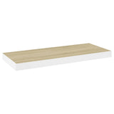 Floating Wall Shelves 2 pcs Oak and White 60x23.5x3.8 cm MDF - Top-Down View