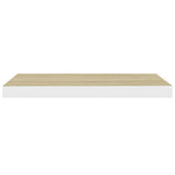 Floating Wall Shelves 2 pcs Oak and White 60x23.5x3.8 cm MDF - 45-Degree Angle