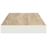 Floating Wall Shelves 2 pcs Oak and White 60x23.5x3.8 cm MDF