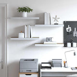 Floating Wall Shelves 4 pcs Oak and White 60x23.5x3.8 cm MDF - Side View