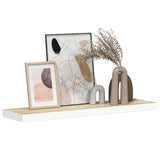 Floating Wall Shelf Oak and White 80x23.5x3.8 cm MDF - 45-Degree Angle
