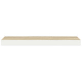 Floating Wall Shelf Oak and White 80x23.5x3.8 cm MDF