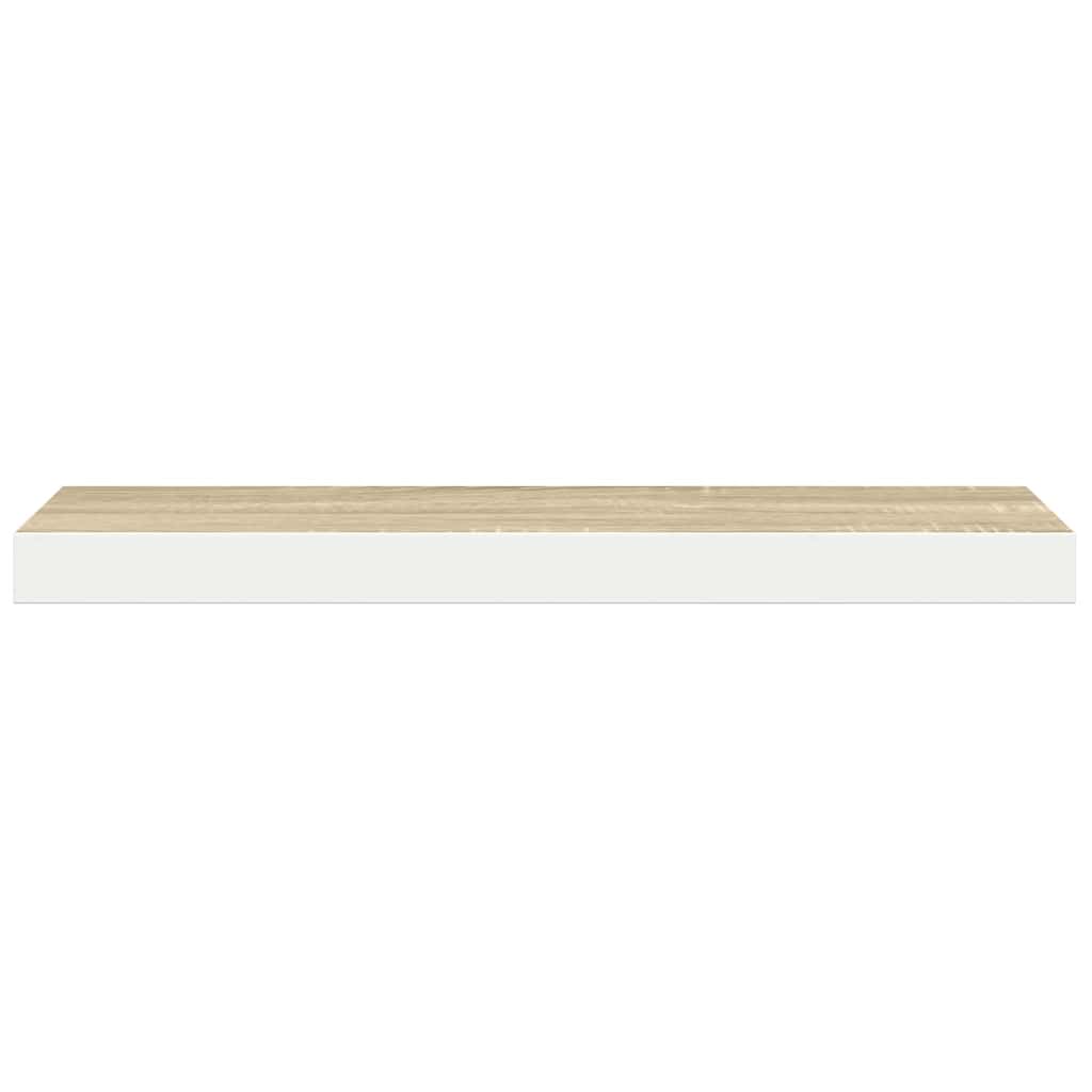 Floating Wall Shelf Oak and White 80x23.5x3.8 cm MDF