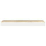 Floating Wall Shelf Oak and White 80x23.5x3.8 cm MDF - Rear View