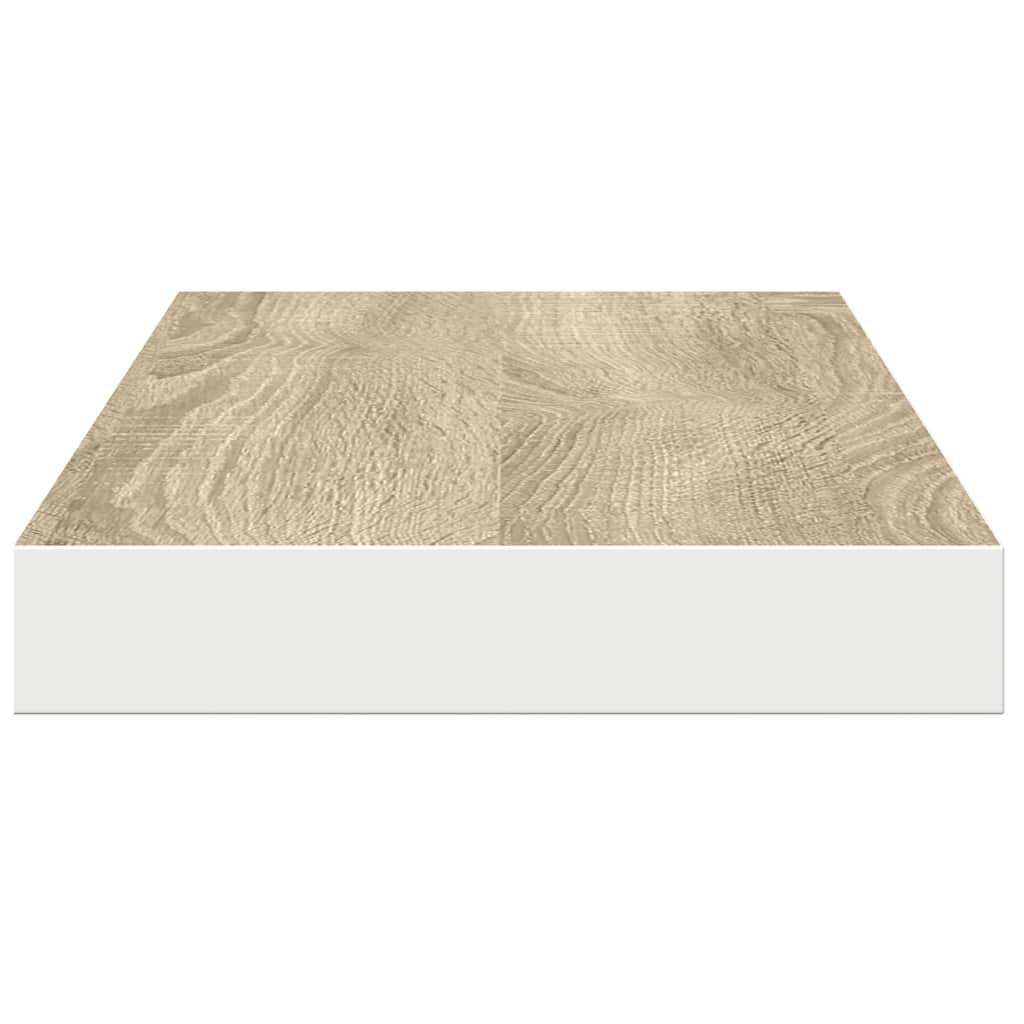 Floating Wall Shelf Oak and White 80x23.5x3.8 cm MDF
