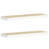 Floating Wall Shelves 2 pcs Oak and White 80x23.5x3.8 cm MDF
