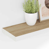 Floating Wall Shelves 2 pcs Oak and White 80x23.5x3.8 cm MDF