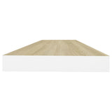 Floating Wall Shelves 2 pcs Oak and White 80x23.5x3.8 cm MDF - Rear View