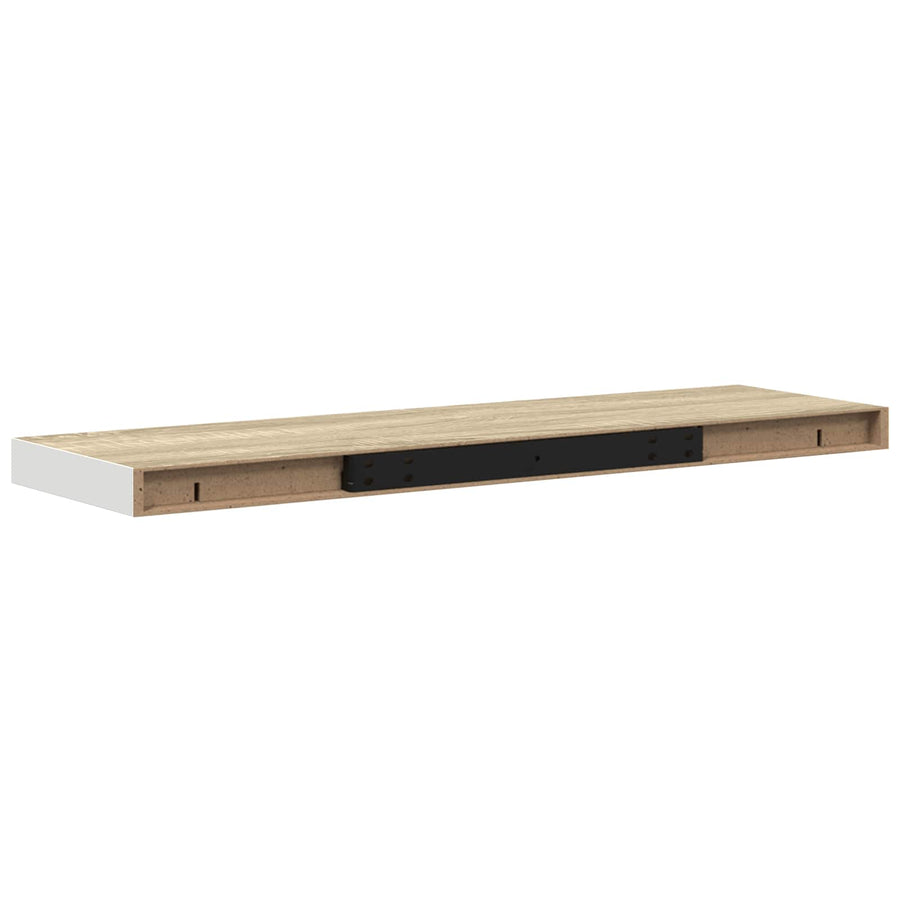 Floating Wall Shelves 2 pcs Oak and White 80x23.5x3.8 cm MDF
