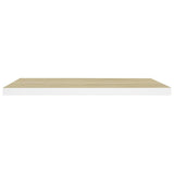 Floating Wall Shelves 4 pcs Oak and White 80x23.5x3.8 cm MDF - 45-Degree Angle