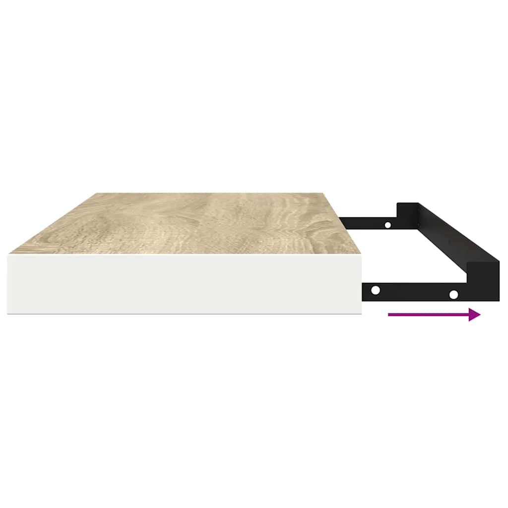 Floating Wall Shelves 4 pcs Oak and White 80x23.5x3.8 cm MDF