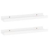 Wall Shelves 2 pcs High Gloss White 40x9x3 cm - Front View