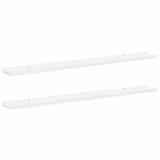 Wall Shelves 2 pcs High Gloss White 100x9x3 cm - Front View