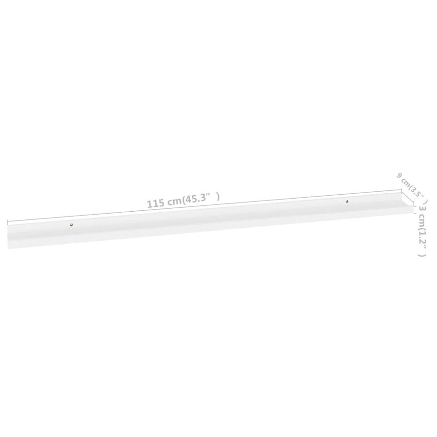 Wall Shelves 2 pcs White 115x9x3 cm