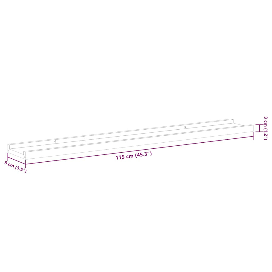 Wall Shelves 2 pcs White 115x9x3 cm
