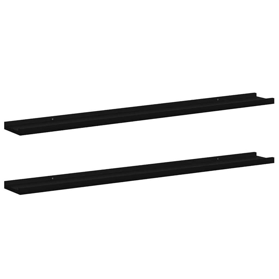 Wall Shelves 2 pcs Black 100x9x3 cm