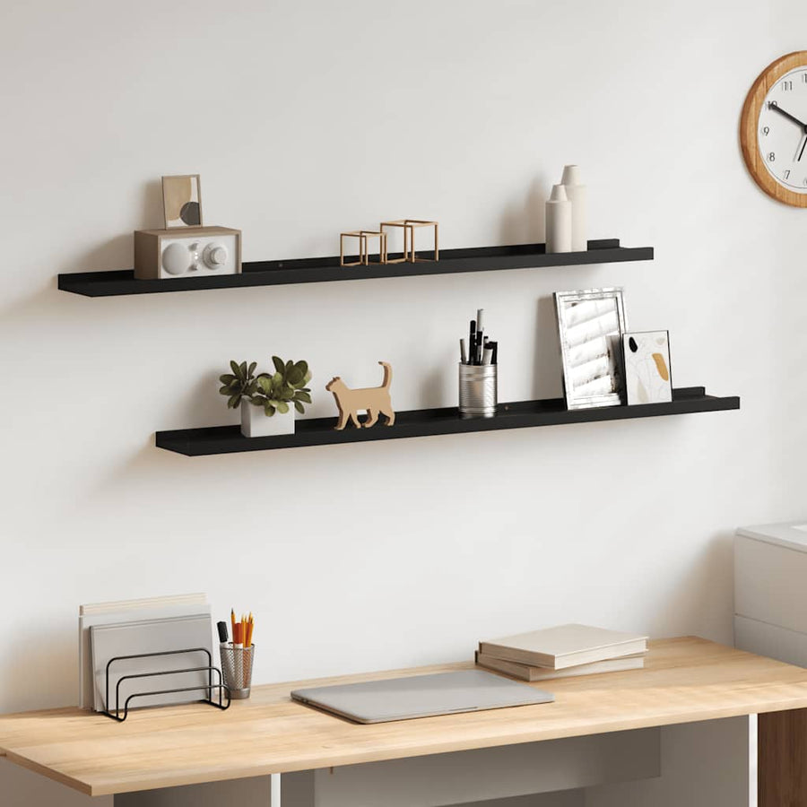 Wall Shelves 2 pcs Black 100x9x3 cm