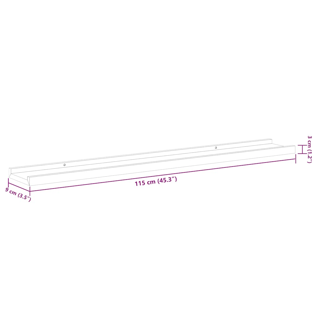 Wall Shelves 2 pcs Grey 115x9x3 cm