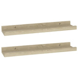 Wall Shelves 2 pcs Sonoma Oak 40x9x3 cm - Front View