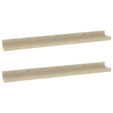 Wall Shelves 2 pcs Sonoma Oak 60x9x3 cm - Front View