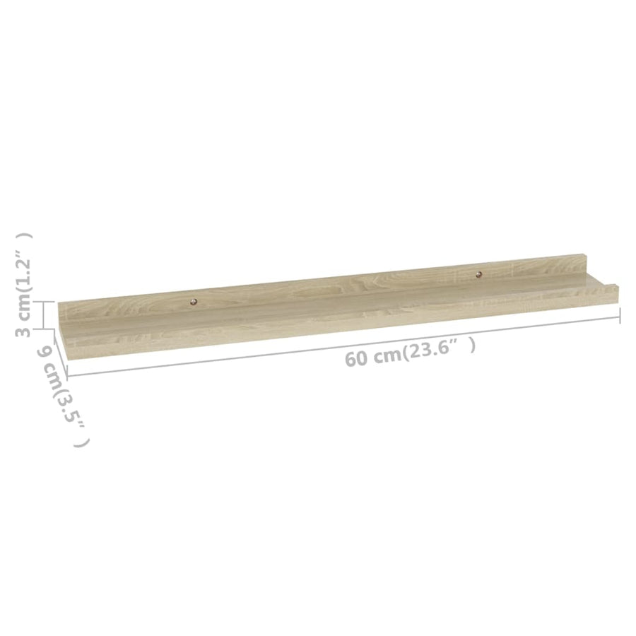 Wall Shelves 2 pcs Sonoma Oak 60x9x3 cm