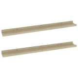 Wall Shelves 2 pcs Sonoma Oak 80x9x3 cm - Front View