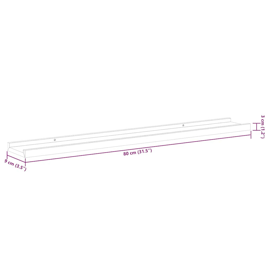 Wall Shelves 2 pcs Sonoma Oak 80x9x3 cm