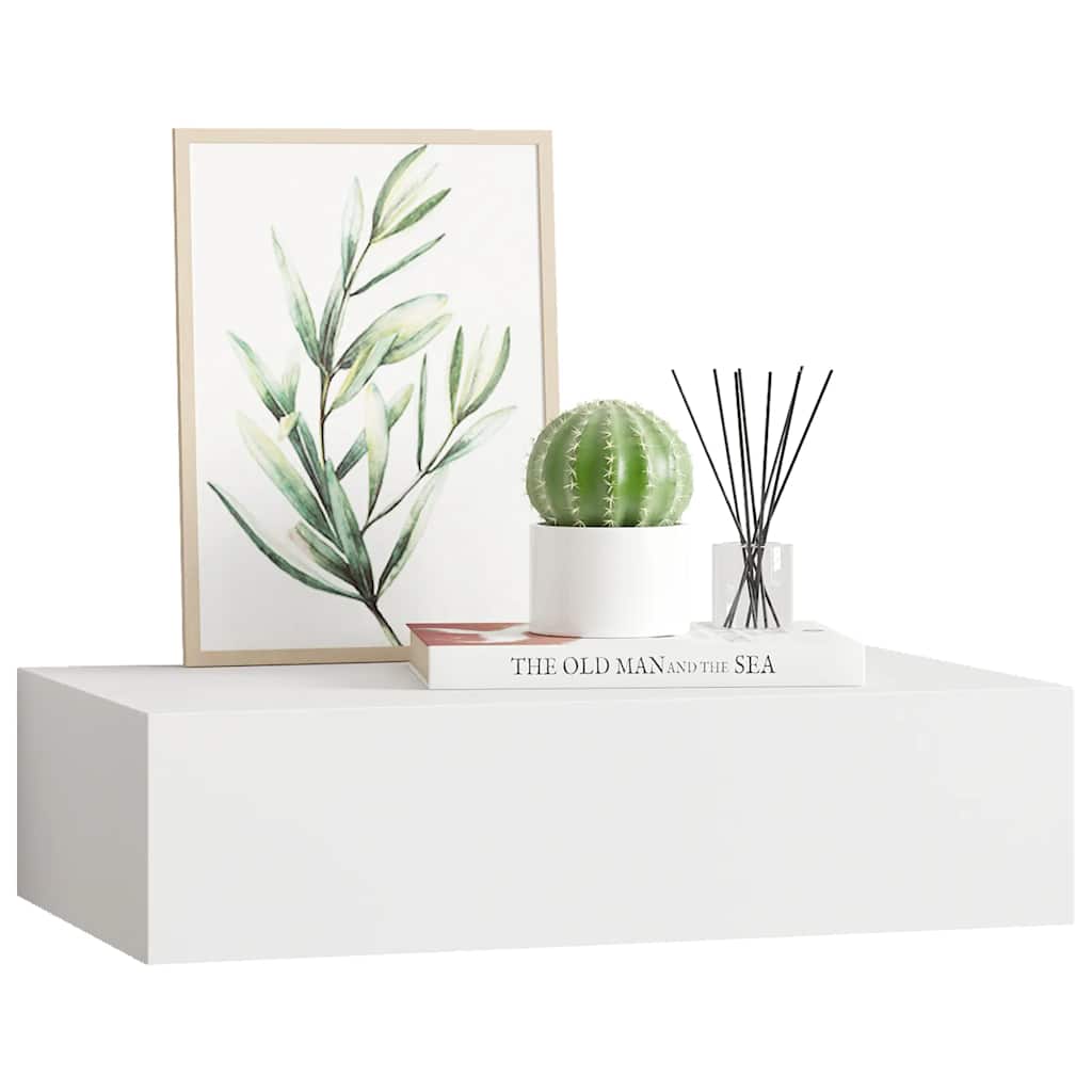 Wall-mounted Drawer Shelf White 40x23.5x10cm MDF