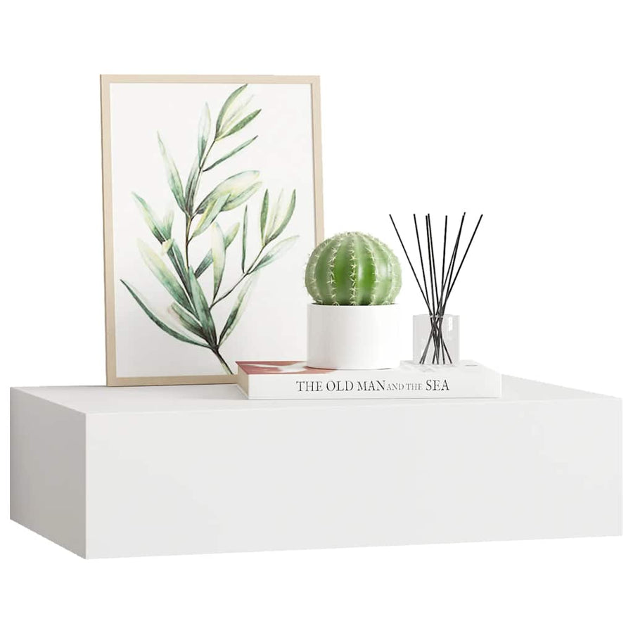 Wall-mounted Drawer Shelf White 40x23.5x10cm MDF
