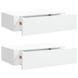 Wall-mounted Drawer Shelves 2 pcs White 40x23.5x10 cm MDF - Front View