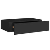 Wall-mounted Drawer Shelf Black 40x23.5x10cm MDF - Front View