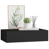 Wall-mounted Drawer Shelf Black 40x23.5x10cm MDF - Top-Down View
