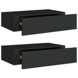 Wall-mounted Drawer Shelves 2 pcs Black 40x23.5x10cm MDF
