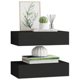 Wall-mounted Drawer Shelves 2 pcs Black 40x23.5x10cm MDF - Top-Down View