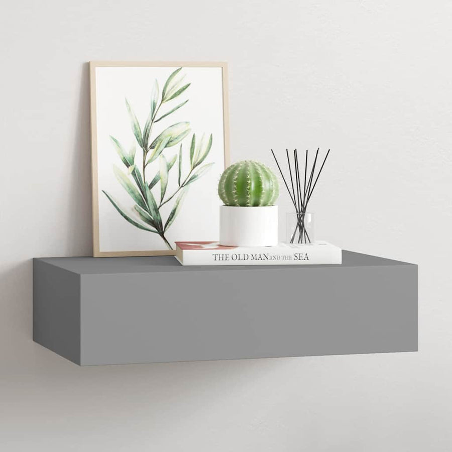Wall-mounted Drawer Shelf Grey 40x23,5x10cm MDF